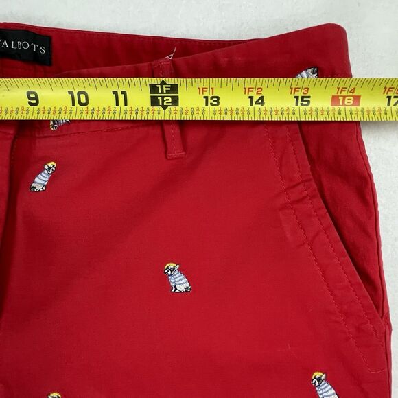 Talbots Relaxed Chinos Frenchie Dog Red Twill Pants Animals Causal-8 - Picture 6 of 12